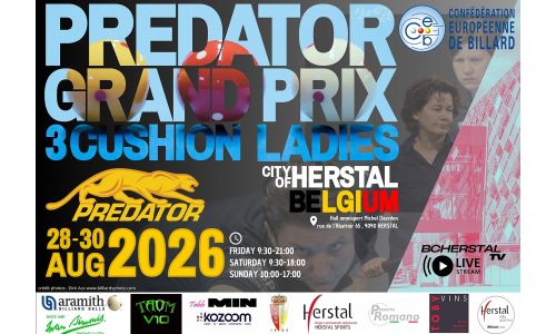 8TH PREDATOR GRAND PRIX 3-CUSHION LADIES STARTING SOON IN HERSTAL, BELGIUM.
